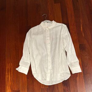 100% European Linen Long Sleeve Shirt White